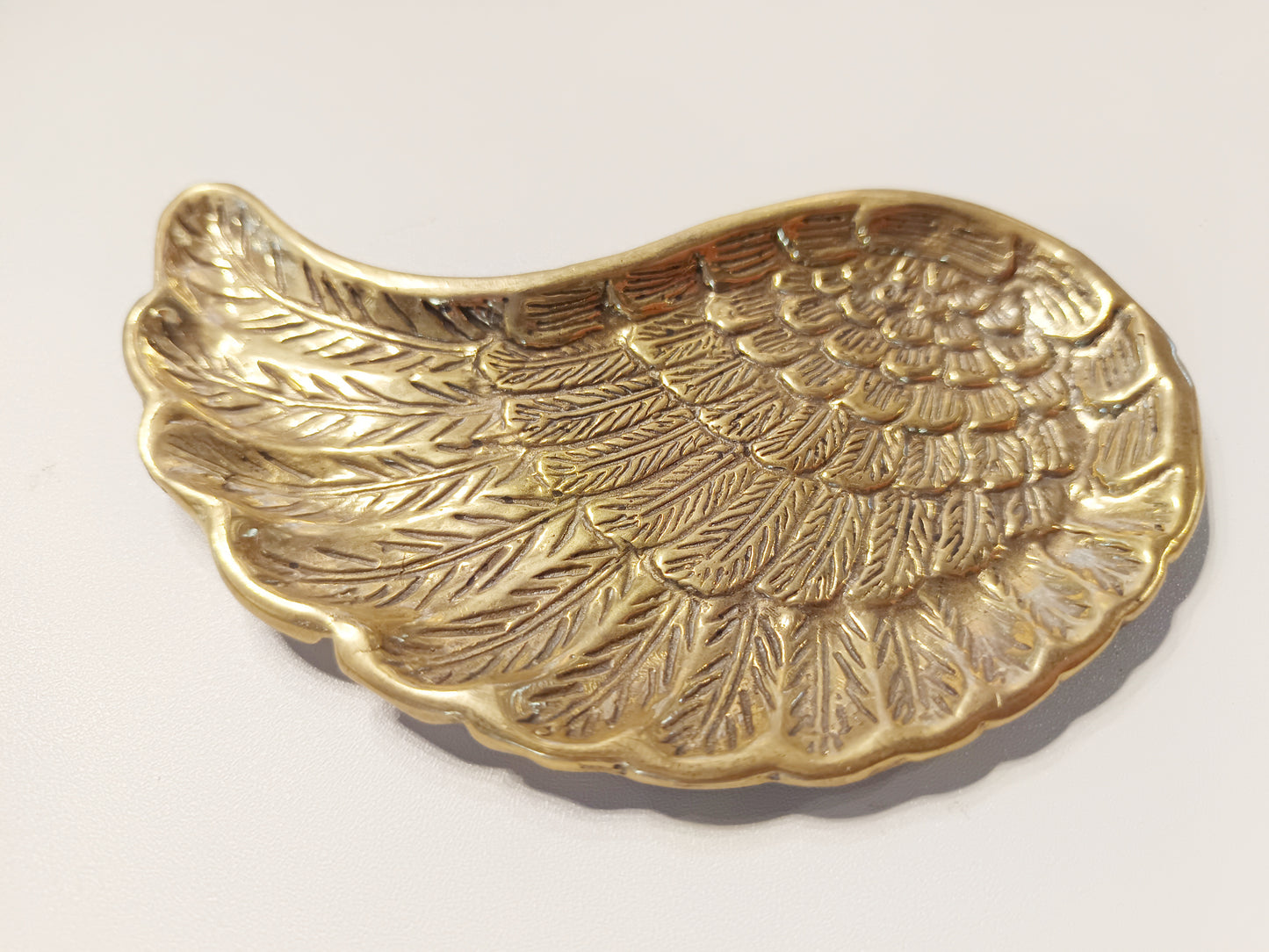 Wing brass ring dish, antique brass trinket plate.