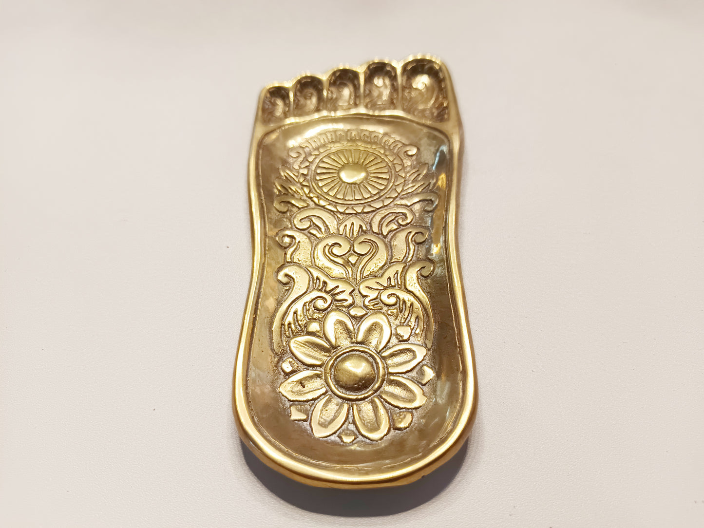 Feet sole brass ring dish, antique brass trinket plate.