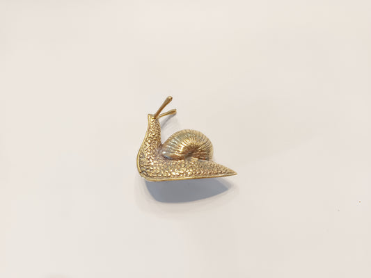 Snail brass figurine, antique brass slug miniature