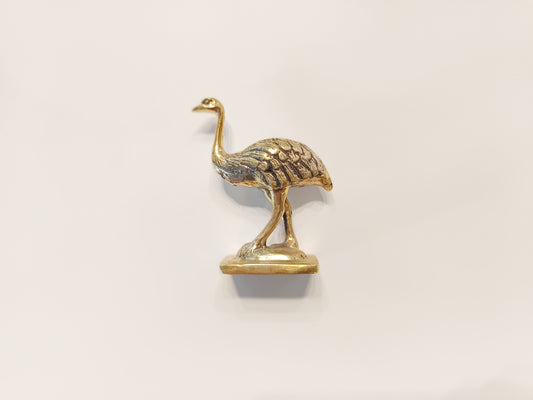 Ostrich brass figurine, antique brass land bird miniature