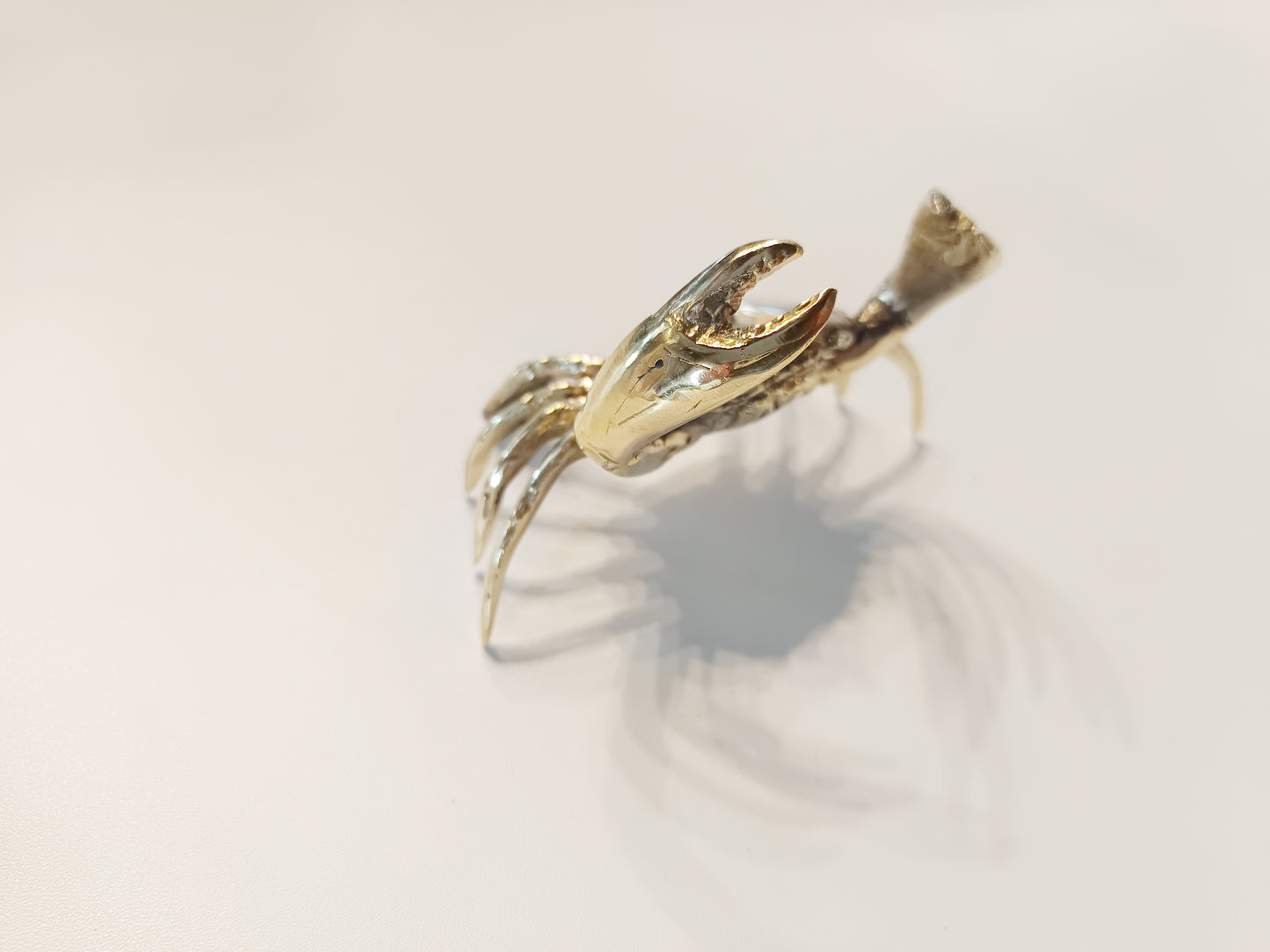 Crab brass figurine, antique brass hermit miniature