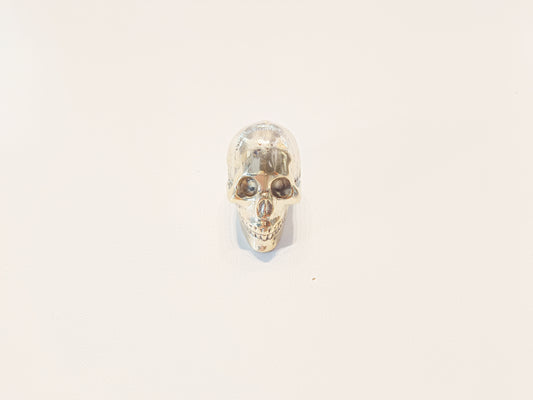 Skull brass figurine, antique brass cranium miniature