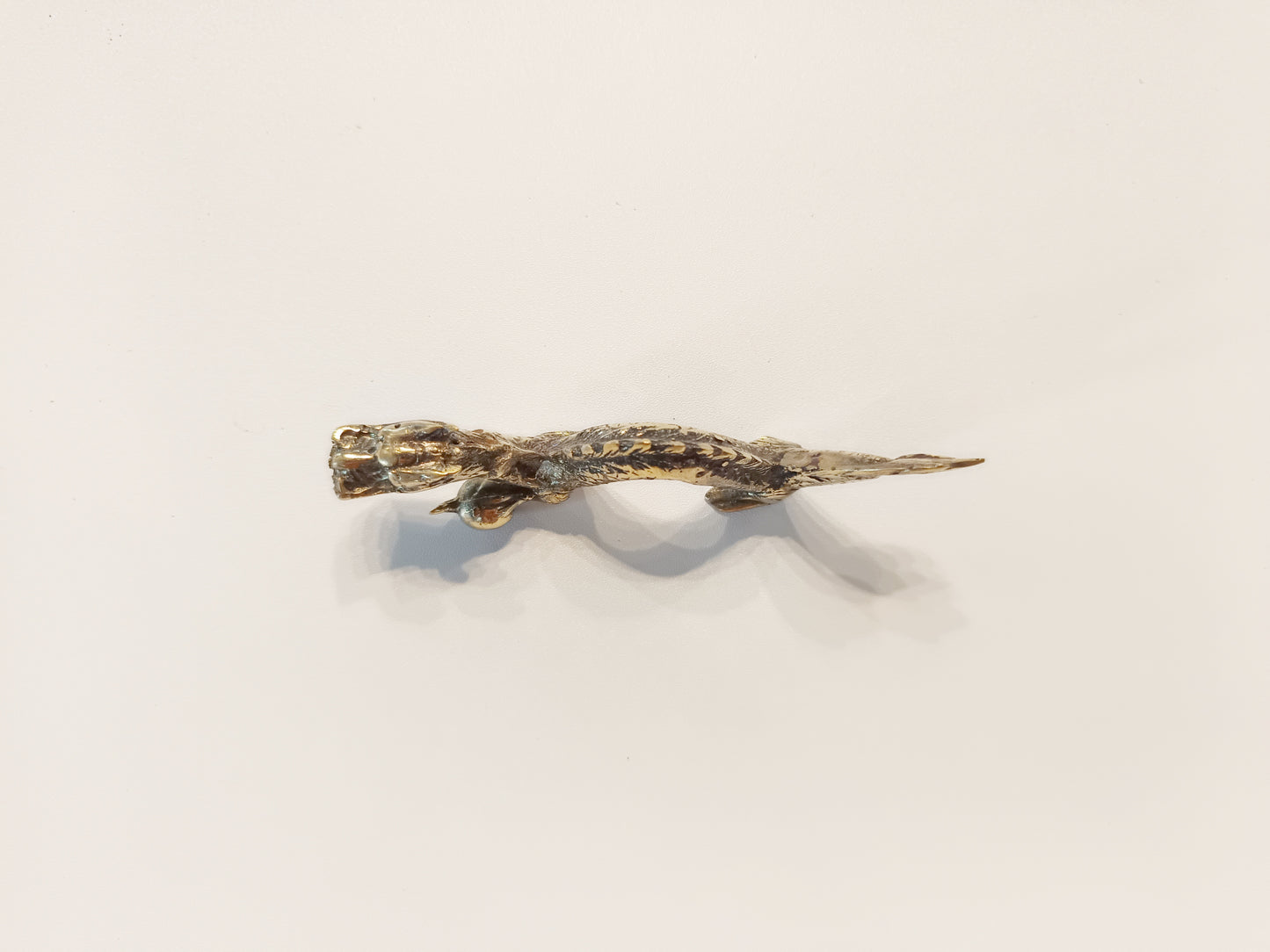 Dragon brass figurine, antique brass eastern dragon miniature.