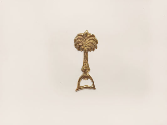 Coconut tree brass bottle opener, antique brass palm tree beer cap opener.