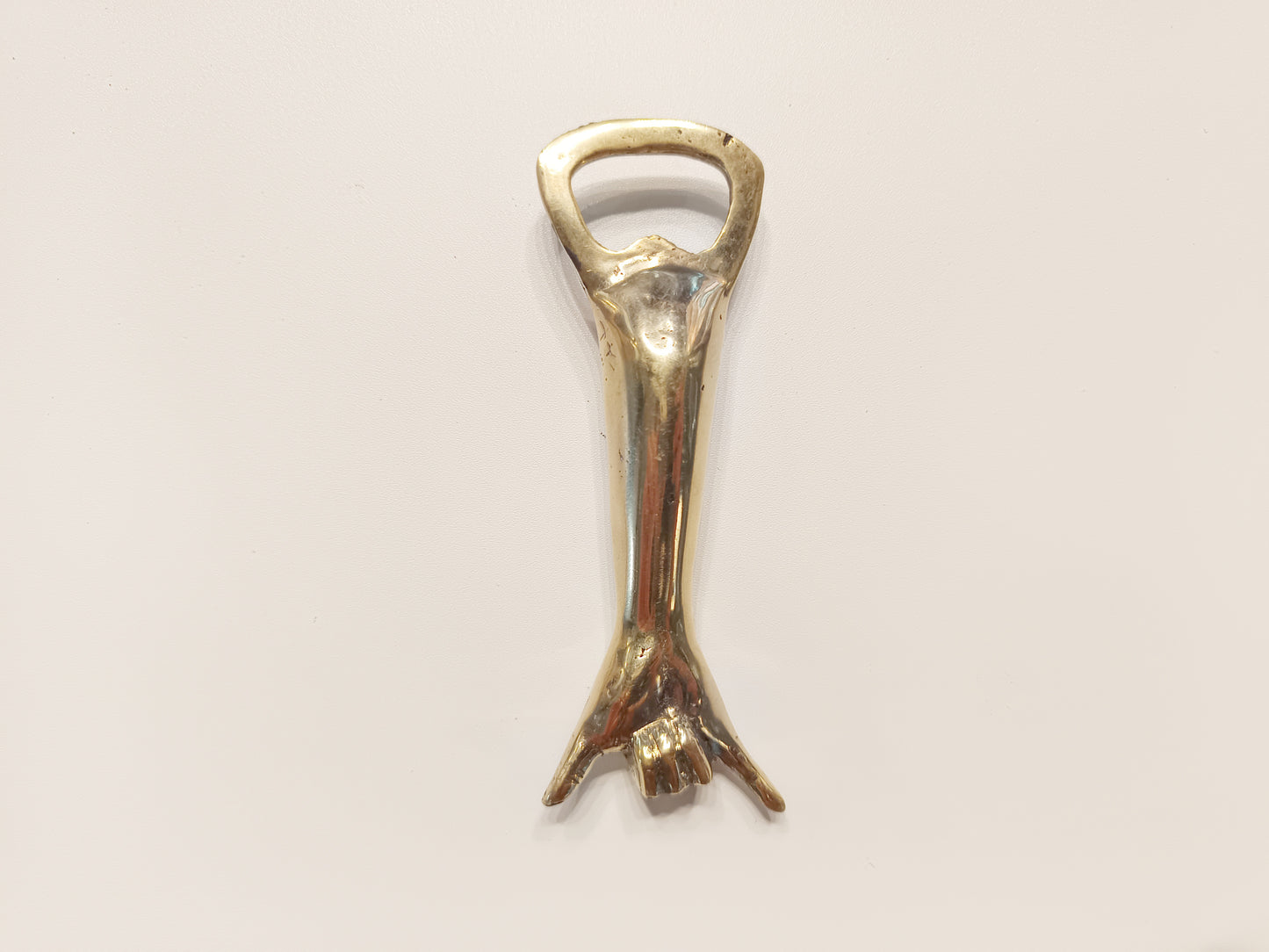 Hang loose brass bottle opener, antique brass shaka sign beer cap opener.