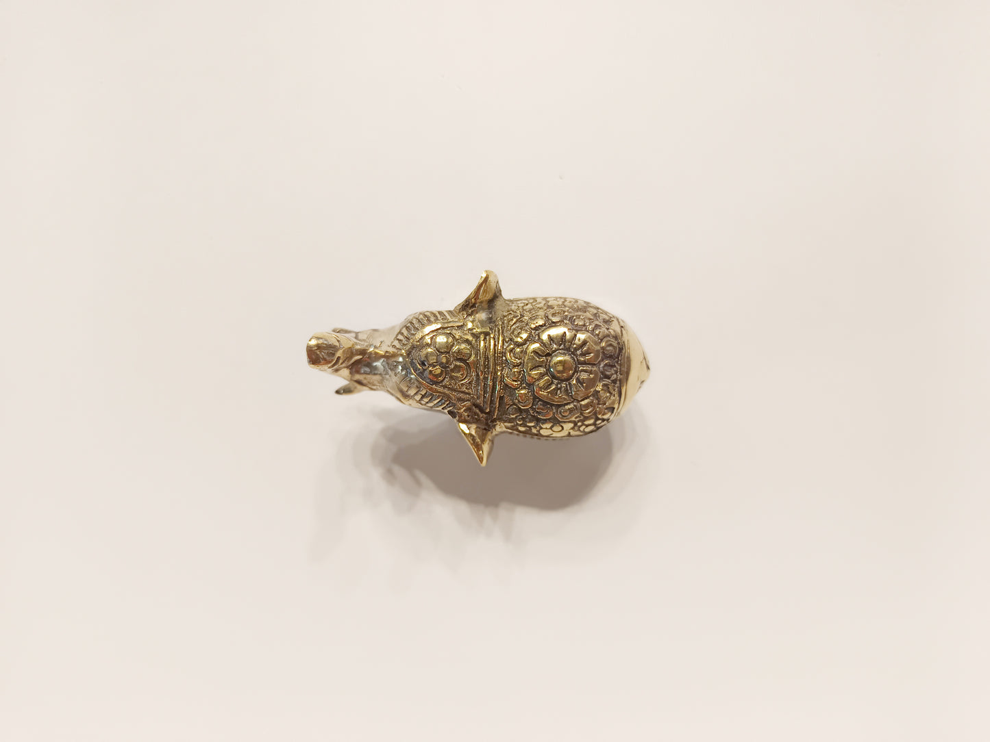 Elephant brass figurine, antique brass mammoth miniature.