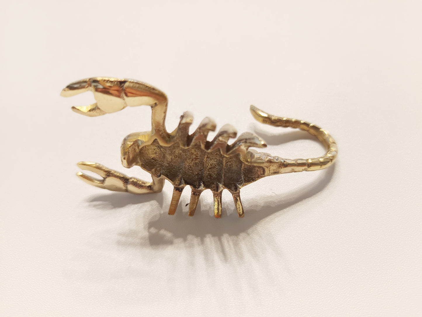 Scorpion brass figurine, antique brass dessert creature miniature.