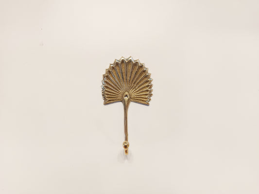 Fan leaf brass wall hook, antique brass palm leaf coat rack.