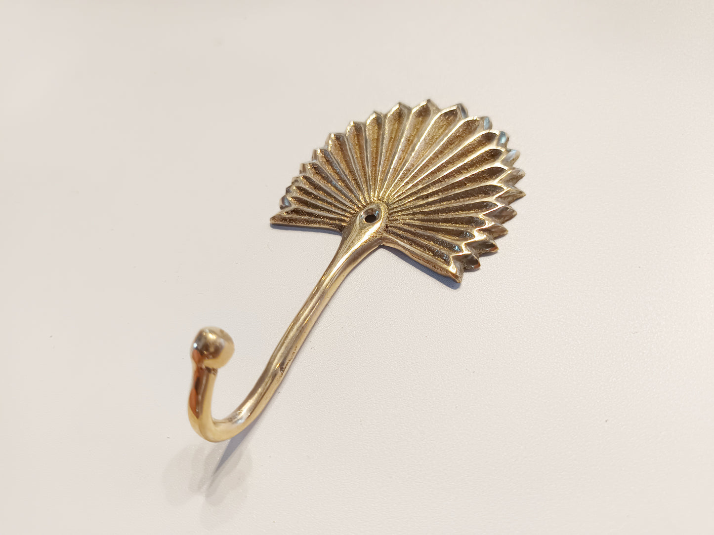 Fan leaf brass wall hook, antique brass palm leaf coat rack.