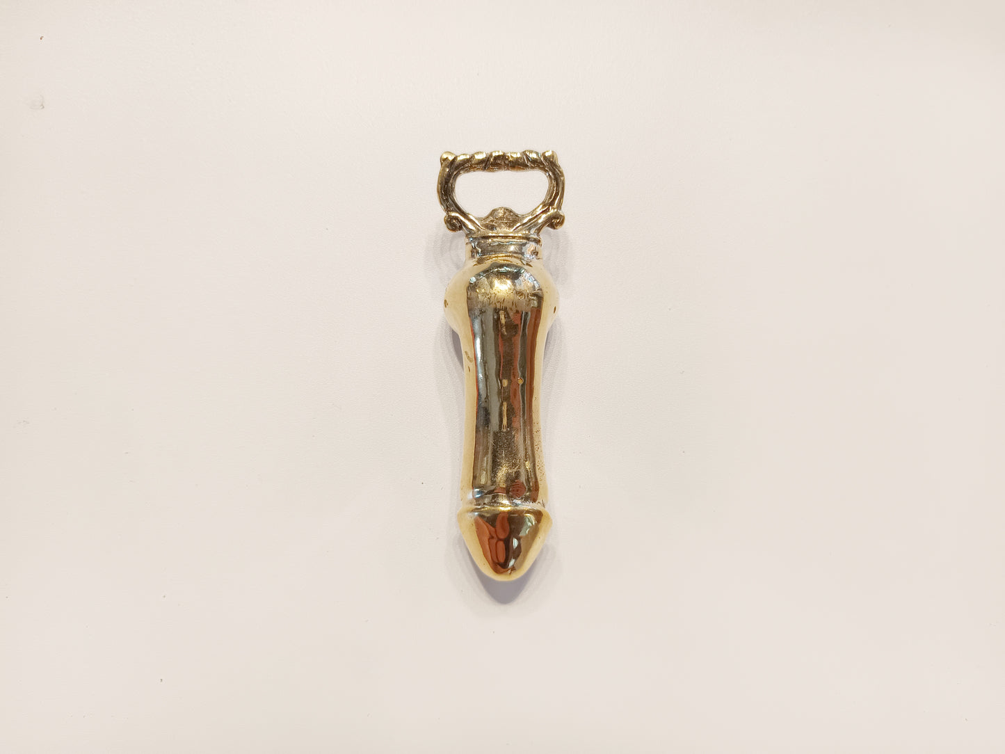 Penis brass bottle opener, antique brass dick beer cap opener.