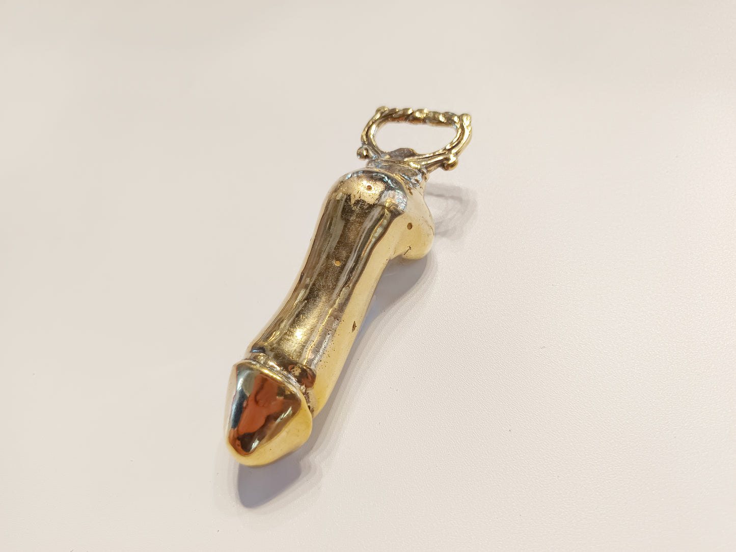 Penis brass bottle opener, antique brass dick beer cap opener.