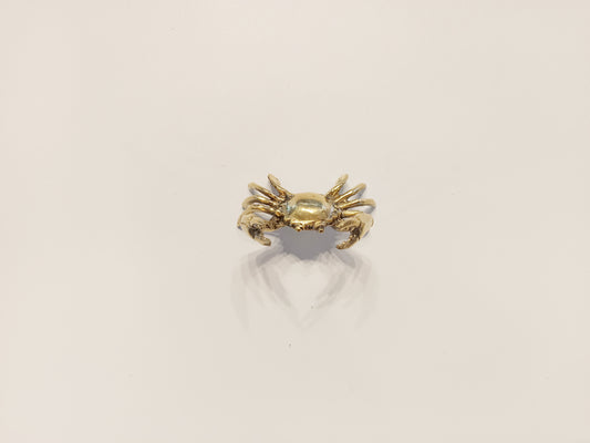 Crab brass figurine, antique brass spider sea crab miniature.