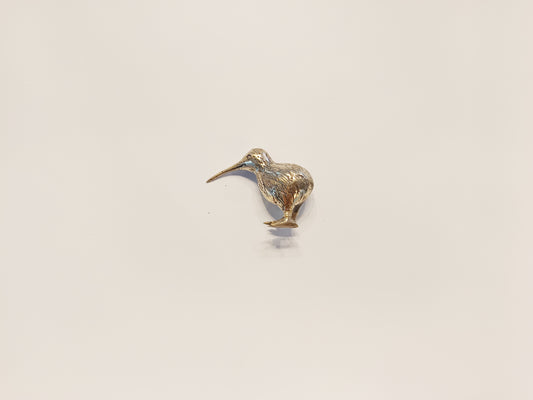 Kiwi bird brass figurine, antique brass extinct bird miniature.