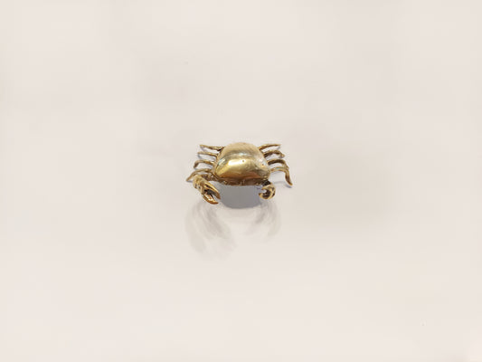 Crab brass figurine, antique brass cancer miniature.