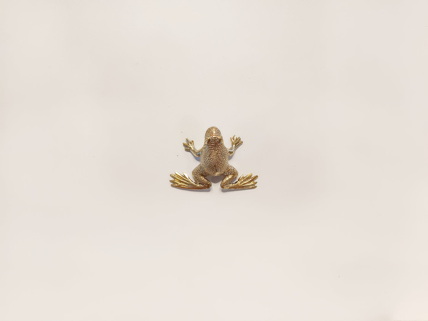 Frog brass figurine, antique brass toad miniature.