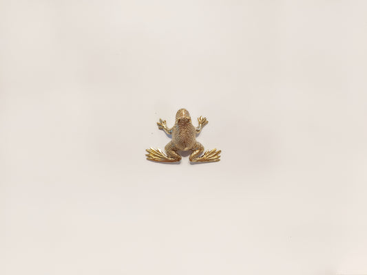 Frog brass figurine, antique brass toad miniature.