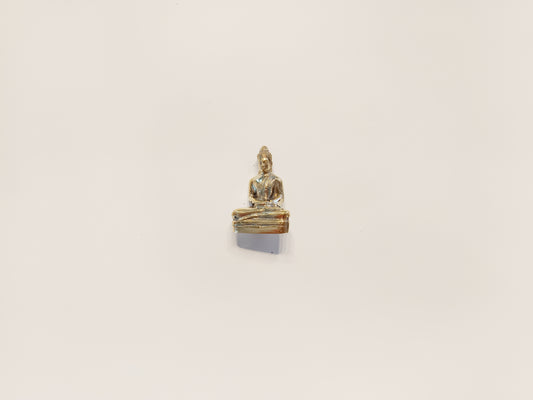 Meditating Buddha brass figurine, antique brass praying Buddha miniature.