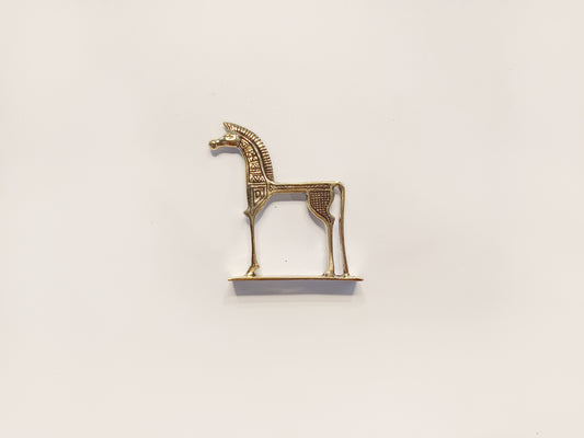 Trojan horse brass figurine, antique brass ancient war horse miniature.