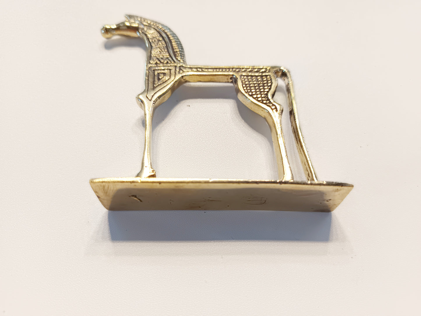 Trojan horse brass figurine, antique brass ancient war horse miniature.