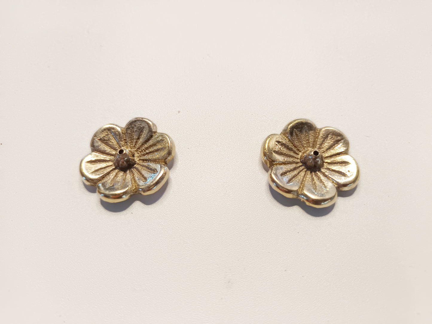 Brass small hibiscus flower incense stick holder, set of 2