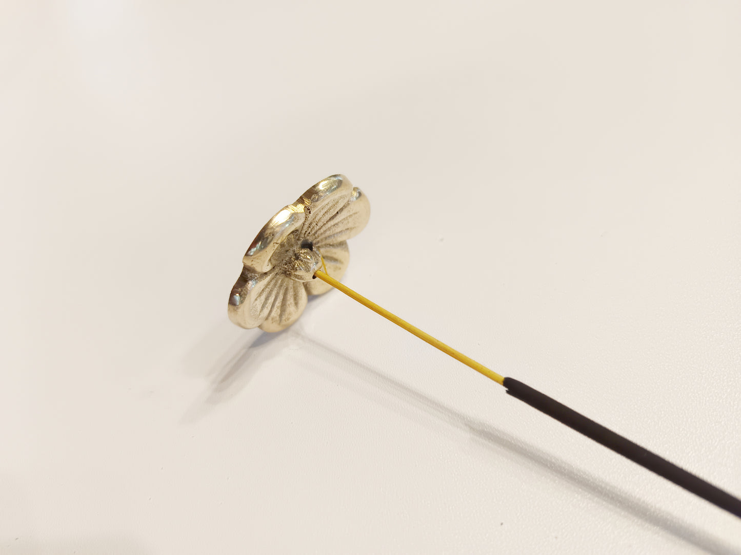 Brass small hibiscus flower incense stick holder, set of 2