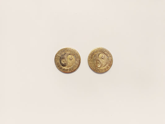 Brass small yin yang incense stick holder, set of 2