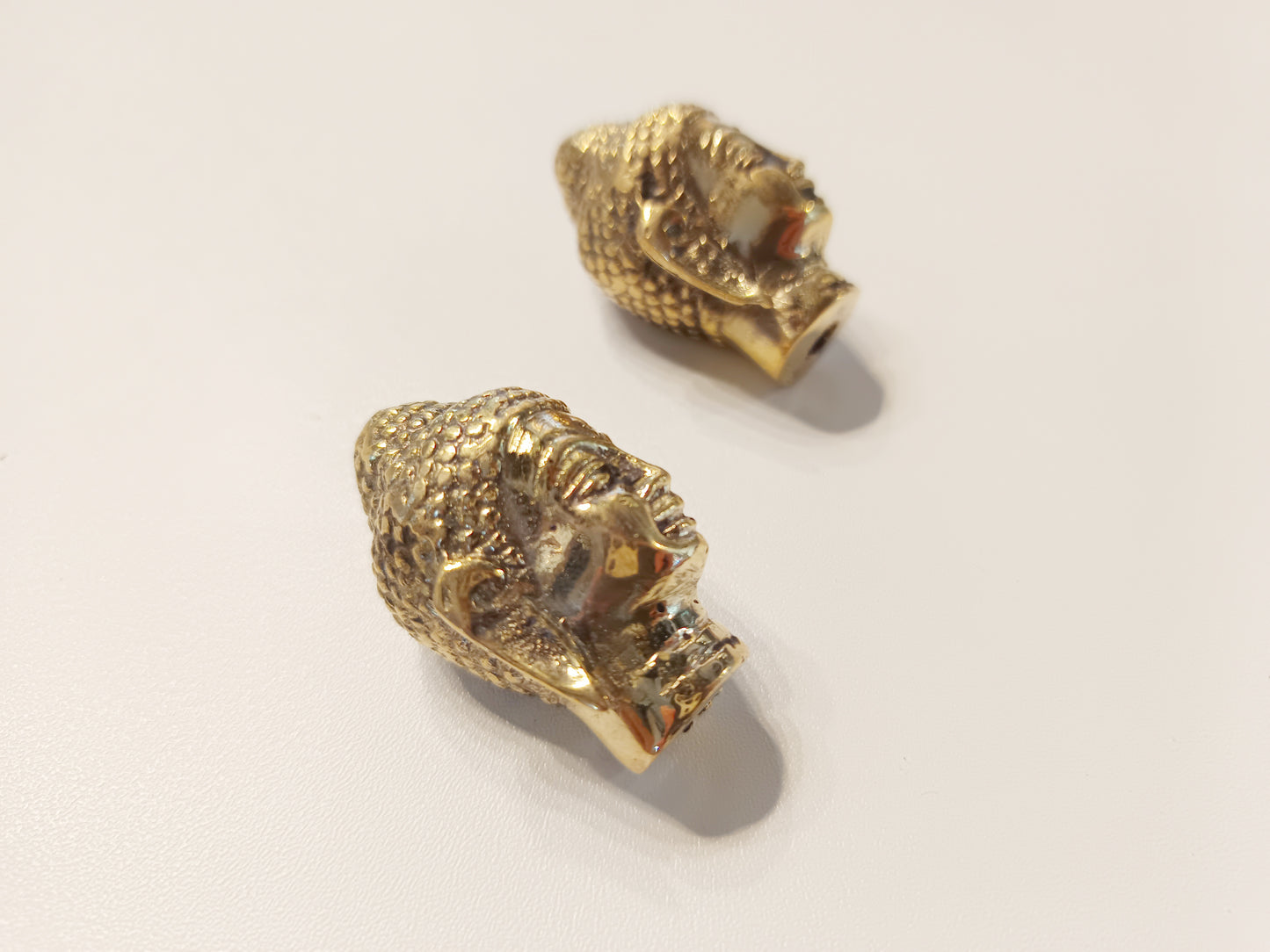 Brass small Buddha head incense stick holder, set of 2