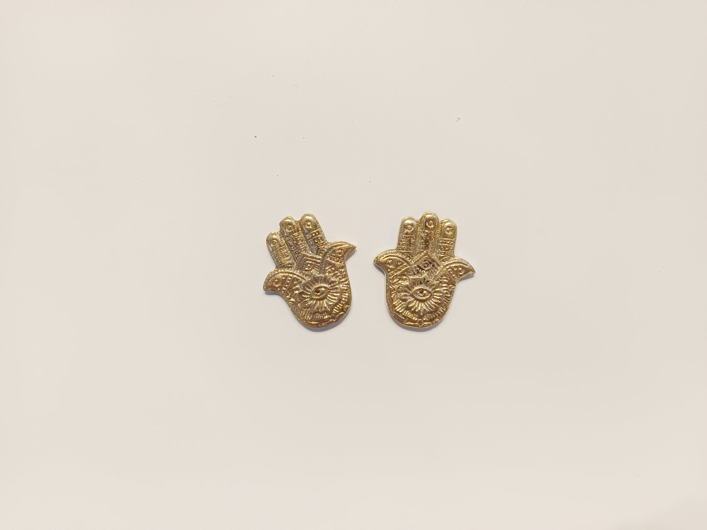 Brass small hamsa hand incense stick holder, set of 2
