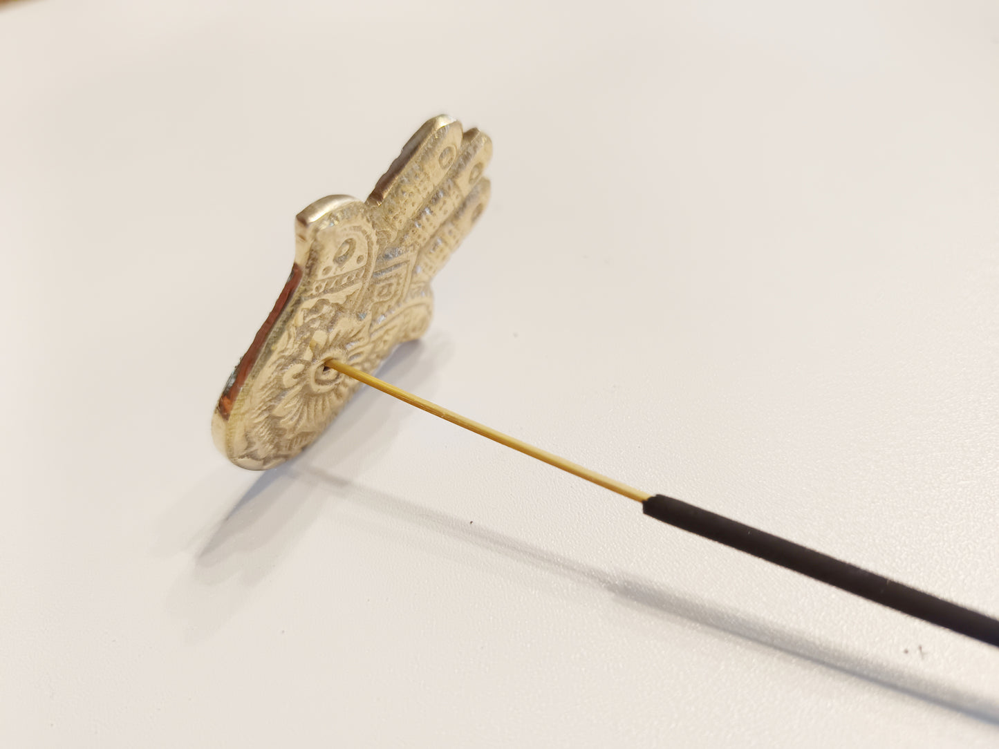 Brass small hamsa hand incense stick holder, set of 2