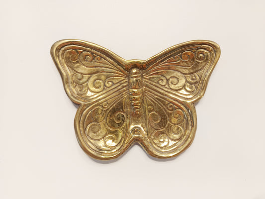 Butterfly brass ring dish, antique brass trinket plate