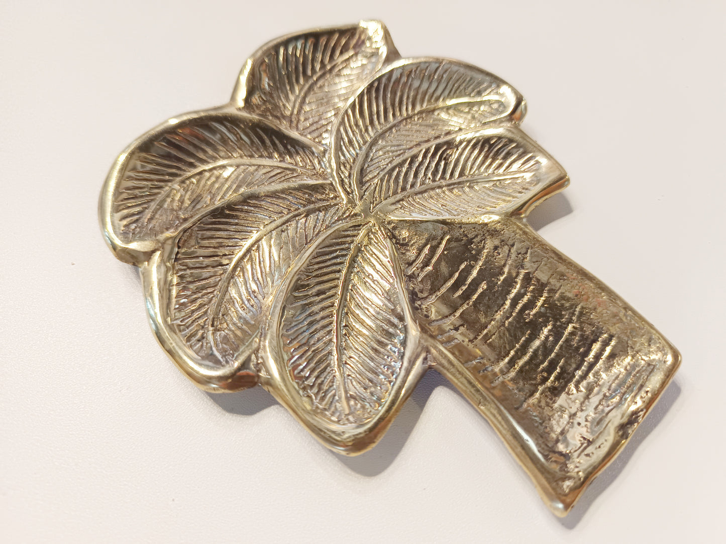 Coconut tree brass ring dish, antique brass trinket plate.