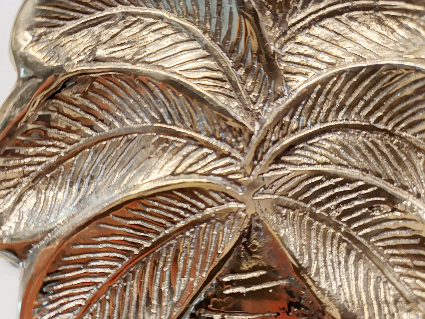 Coconut tree brass ring dish, antique brass trinket plate.