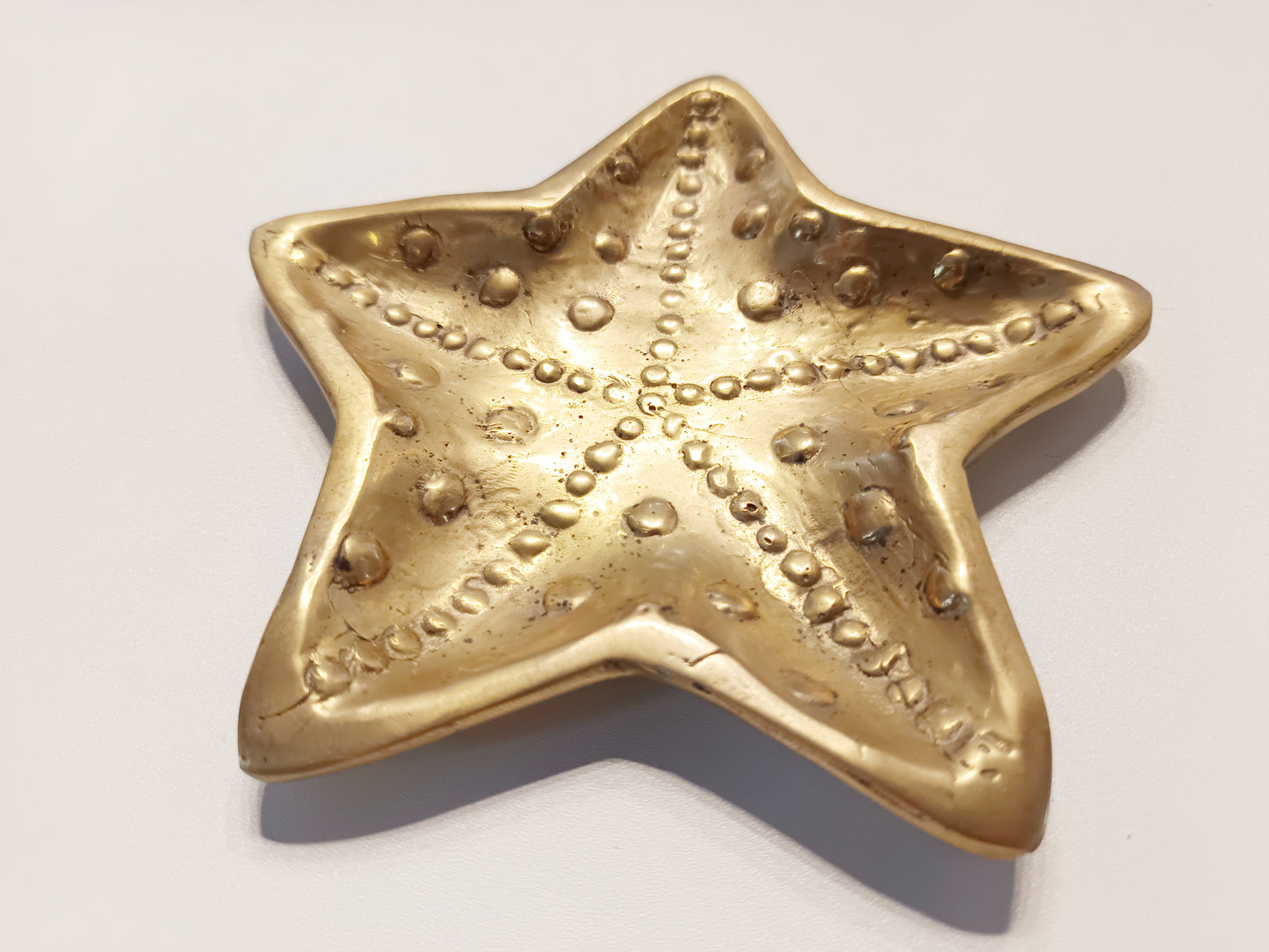 Starfish brass ring dish, antique brass trinket plate.