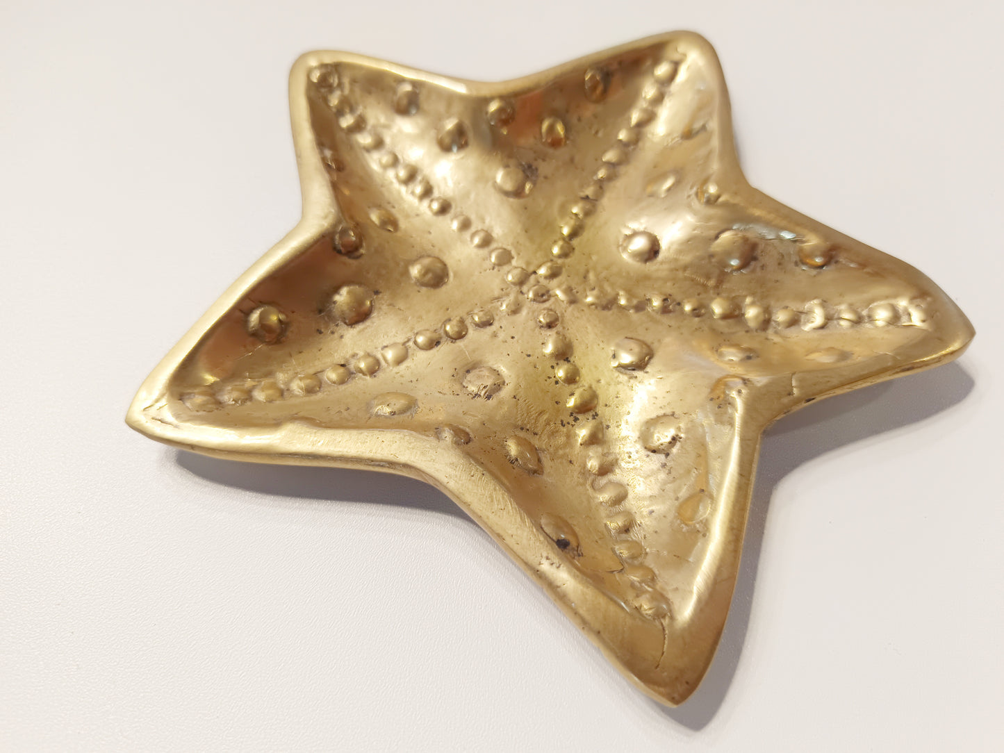 Starfish brass ring dish, antique brass trinket plate.