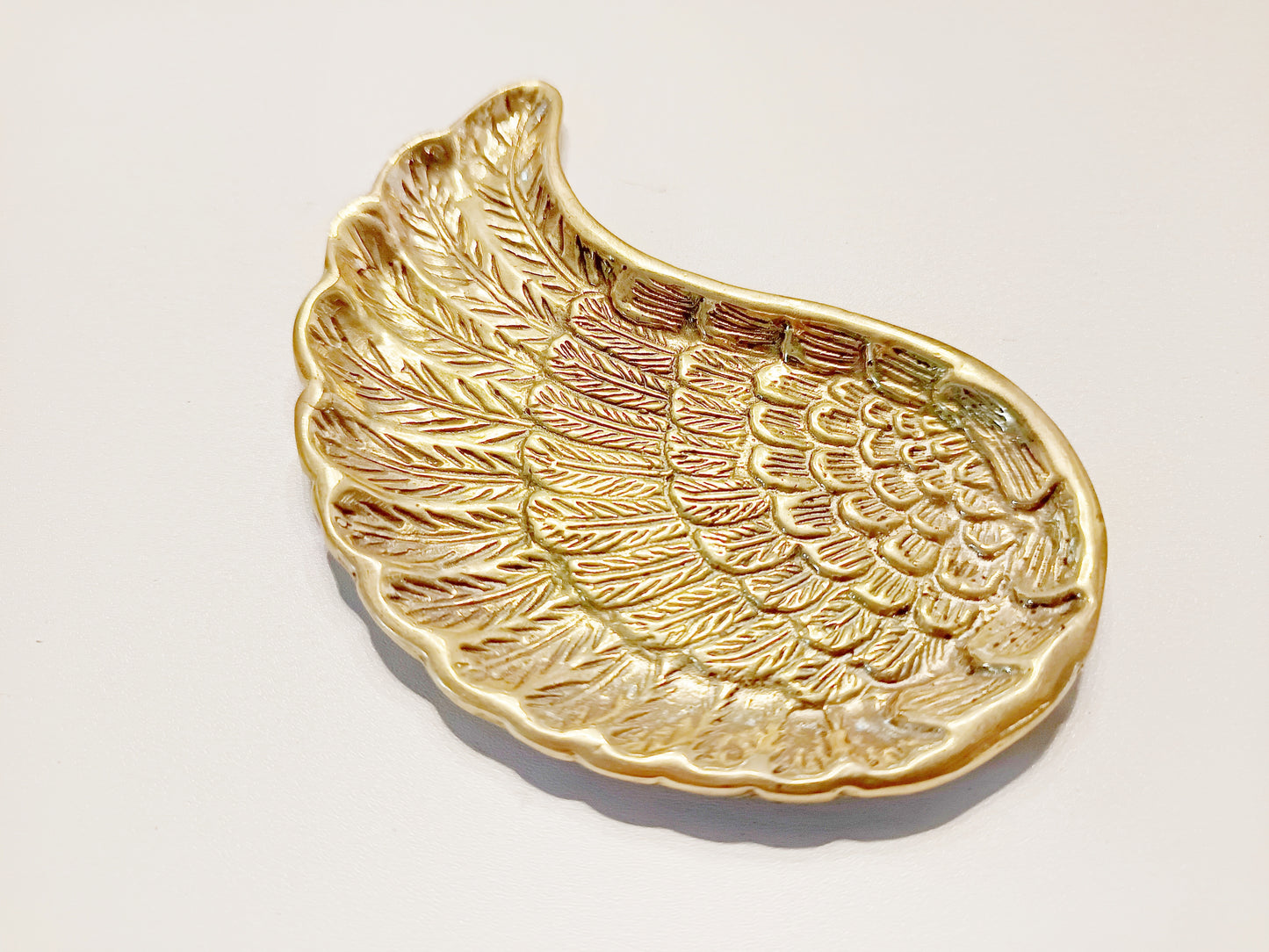 Wing brass ring dish, antique brass trinket plate.
