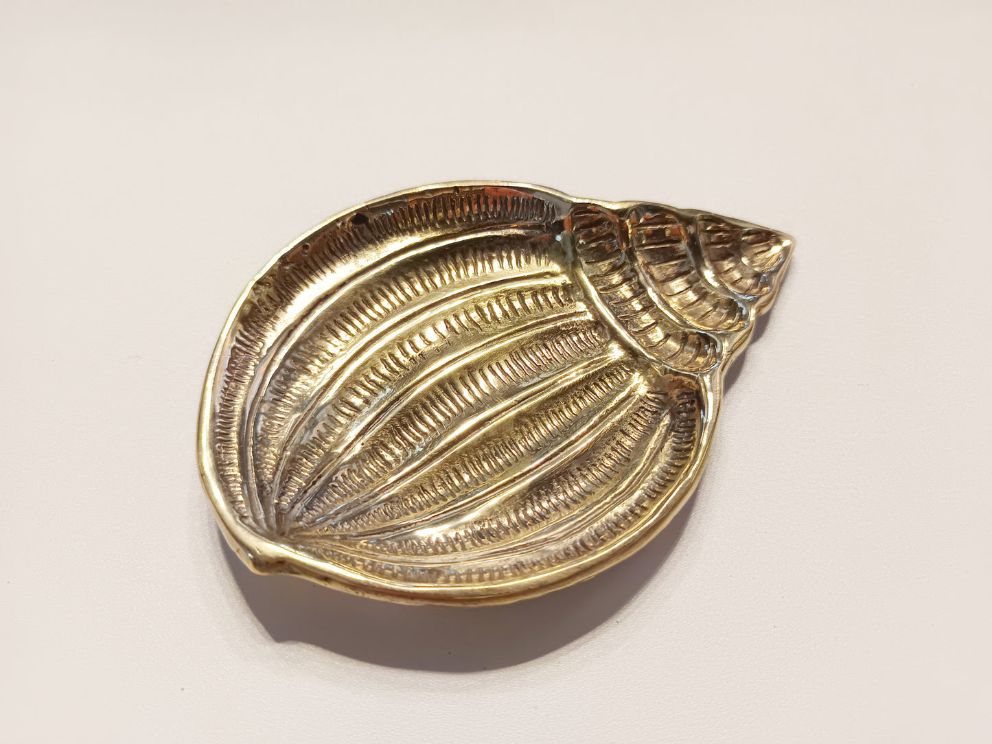 Snail brass ring dish, antique brass trinket plate.