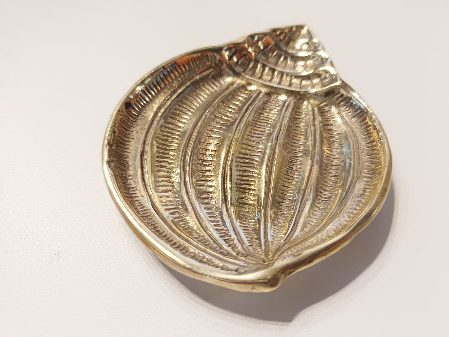 Snail brass ring dish, antique brass trinket plate.