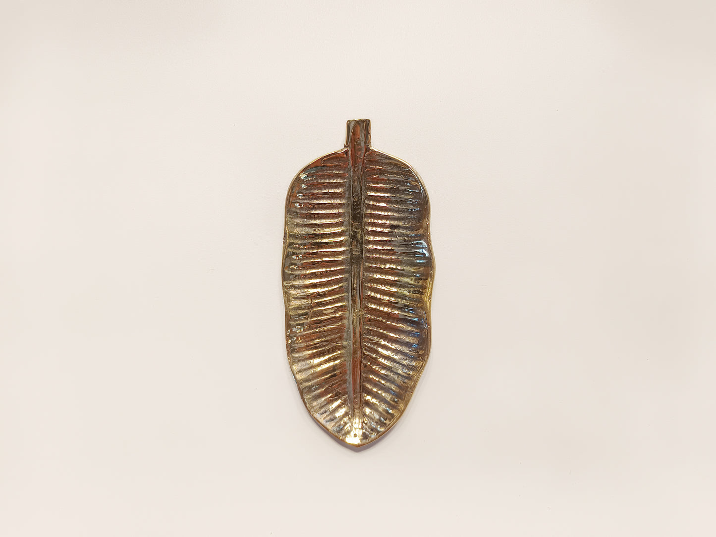 Banana leaf brass ring dish, antique brass trinket plate.