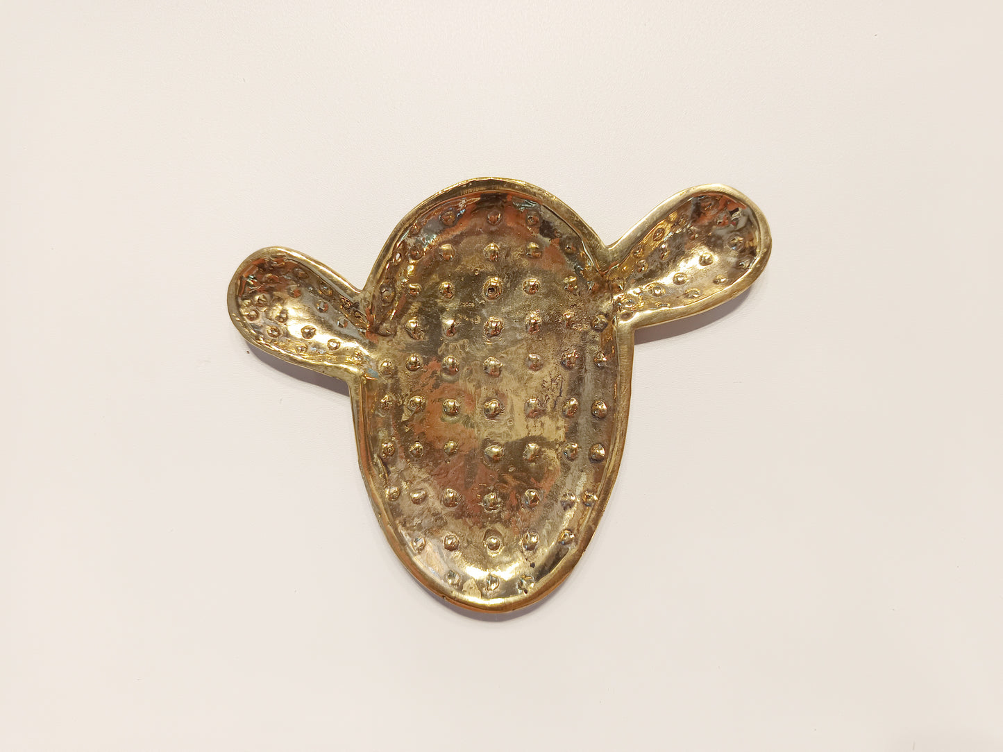 Cactus brass ring dish, antique brass trinket plate.