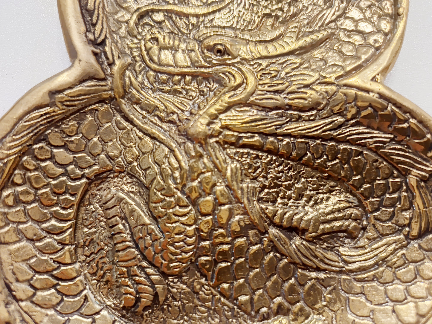 Dragon brass ring dish, antique brass trinket plate.